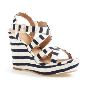 BP. 'Summers' Wedge Sandal (Women) | Nordstrom - size 8.5- Navy Stripes
